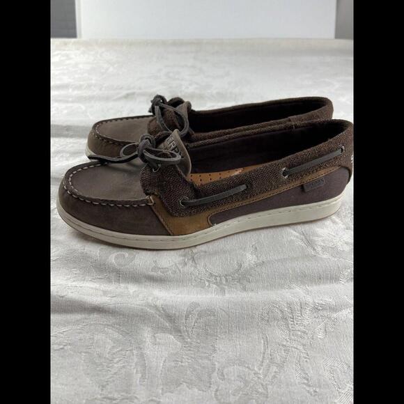 Sperry Top Sider Womens Shoes Size 7 Brown Fabric And Leather  Boat Shoes Loafer - Picture 7 of 9